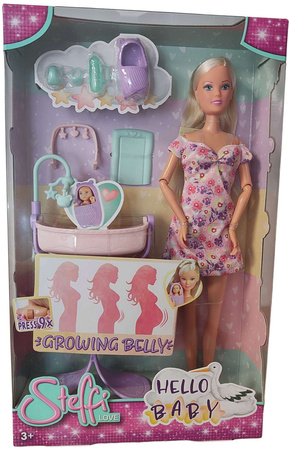 Steffi Love Growing Belly Zestaw Lalka Steffi z rosnącym brzuszkiem + akcesoria