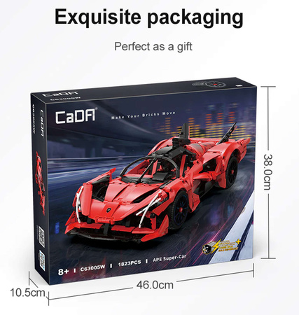 Klocki CaDA Duży samochód sportowy APE Supercar + pojazd miejski Zdalnie sterowany RUF CTR 2017 2045 el