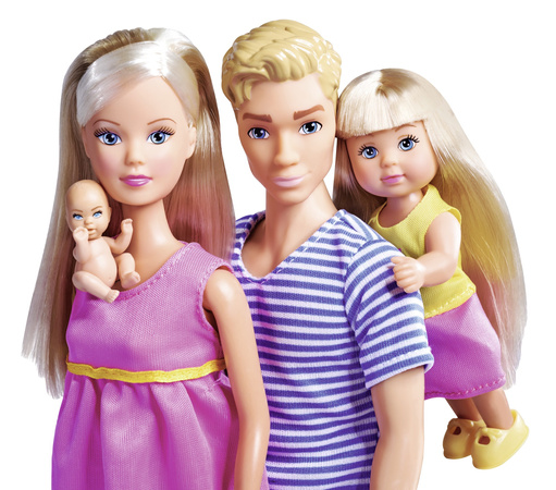 Zestaw szczęśliwa rodzina Lalka Steffi w ciąży Kevin, laleczka Evi, bobas i akcesoria