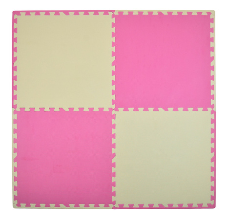 Humbi Puzzle piankowe Mata piankowa 62x62x1 cm 4 szt Kremowo - Różowa