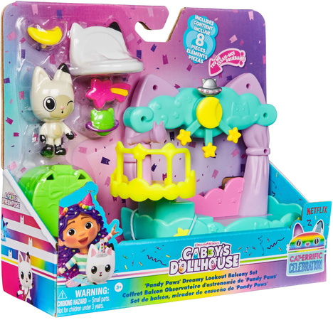 Gabby's Celebration Dollhouse Koci Domek Gabi zestaw Pandy Paws Balkon Kiciusia Pandusia + akcesoria