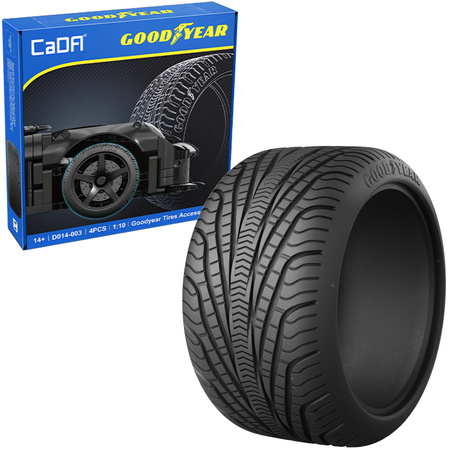 CaDA Zestaw licencjonowanych opon Goodyear 1:10 do pojazdów RC i modeli statycznych 4 elementy D014-003