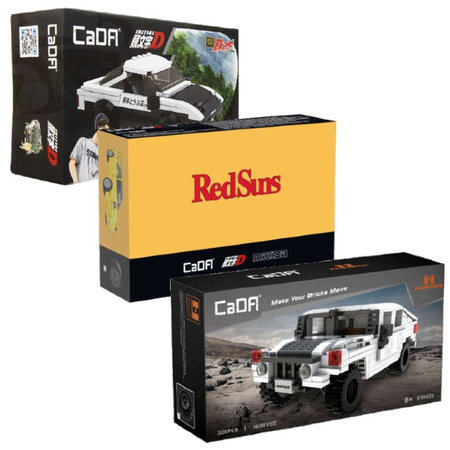 Klocki CaDA zestaw aut Mazda RX-7 FD3S, Toyota AE86 Trueno Initial D, Humvee 674 el.