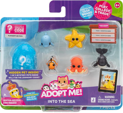 Adopt Me Zestaw 7 elementów 6 figurek stworzenia morskie Into the Sea Mystery Pet