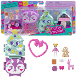 Polly Pocket zestaw kompaktowy świąteczny Holiday Connects choinka renifer + figurki