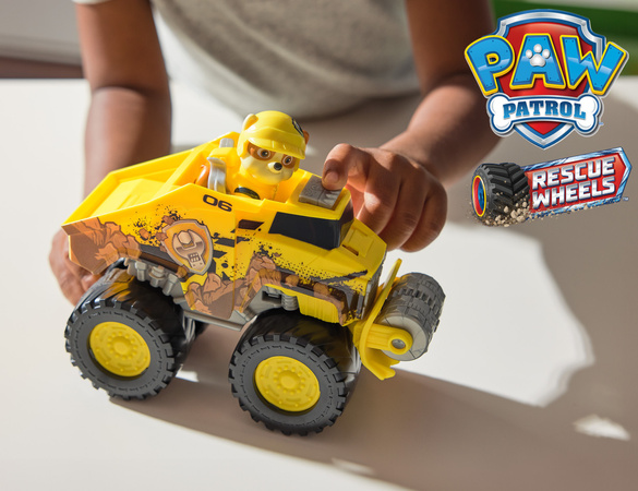 Psi Patrol Rubble Rescue Wheels Terenówka Pojazd Budowlany Z Figurką 6cm Monster Truck Buldożer