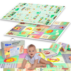 Mata Humbi Dwustronna Składana Edukacyjna z pianki XPE 120x180x0,8cm Zwierzątka, Literki, Cyferki Uliczki