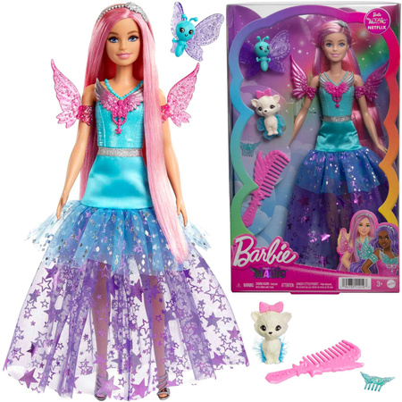 Barbie mały zestaw Lalka Kolekcjonerska a Touch of Magic różowowłosa wróżka + pupile i akcesoria