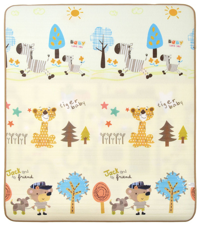 Humbi Dwustronna edukacyjna mata piankowa Uliczki Zwierzęta 150 x 180 x 1 cm pastelowa