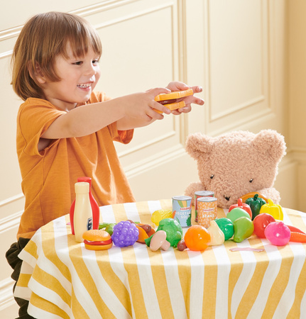 Plastikowe Warzywa Owoce Zakupy Spożywcze Do Kuchni Duży Zestaw Zabawa W Sklep 44 El. Casdon