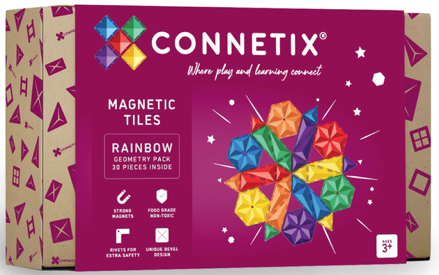 CONNETIX Rainbow Geometry Pack Kreatywne klocki magnetyczne 30 elementów