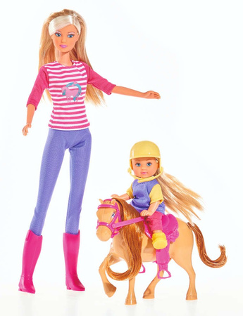 Lalki Steffi i Evi z konikiem kucyk