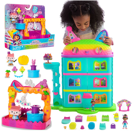 Gabby's Celebration Dollhouse Koci Domek Gabi zestaw Baby Box Cat Balkon Tekturzątka + akcesoria 
