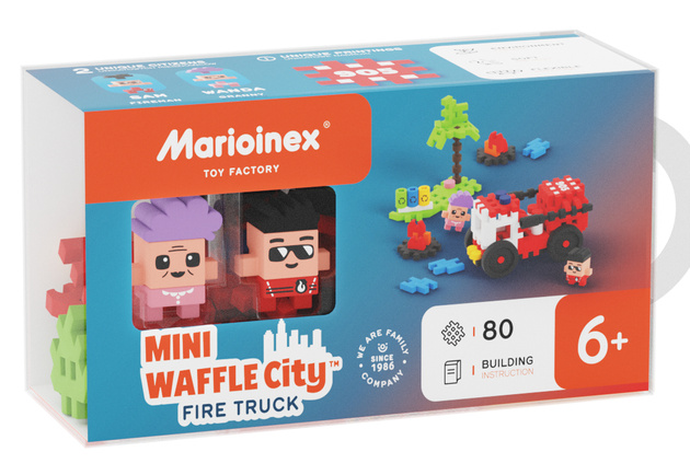 Klocki konstrukcyjne Mini Waffle City Wóz Strażacki 80 elementów Marioinex