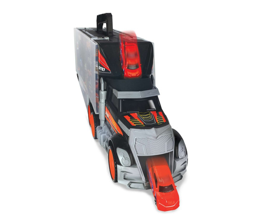 Ciężarówka Transporter Walizka na resoraki Laweta 63 cm + autka helikopter i akcesoria drogowe