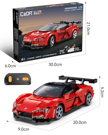 Klocki konstrukcyjne CaDA wyścigówka Samochód wyścigowy zdalnie sterowany Klocki Yangwang U9 Auto sportowe 299 elementów RC