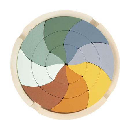 Zakręcone drewniane Puzzle kolorowe Koło safari Gra logiczna