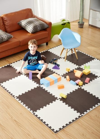 Humbi mata piankowa puzzle piankowe fitness wodoodporne pod basen 8 szt. krzemowo-brązowy 240 x 120 x 1 cm