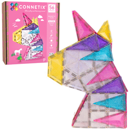 CONNETIX Glitter Unicorn Pack Kreatywne klocki magnetyczne z brokatem 56 elementów