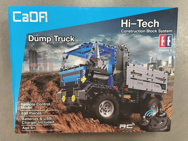 OUTLET Klocki konstrukcyjne CaDA Hi-Tech Zdalnie Sterowana Wywrotka Niebieska Ciężarówka 37 cm Dump Truck Pojazd budowlany 638 el RC USZKODZONE OPAKOWANIE