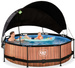 Basen ogrodowy okrągły 300x76 cm z pompą filtrującą i markizą brązowy
