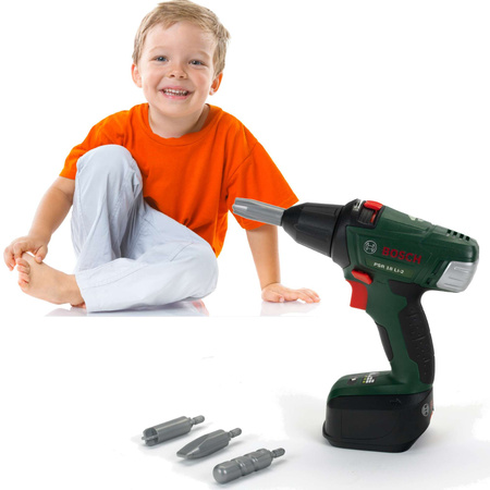 Duży zestaw małego Majsterkowicza Wiertarko-wkrętarka Bosch II dla dzieci ze światłem Klein