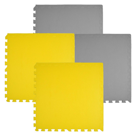Mata piankowa podłogowa Humbi 120x120 Duże puzzle piankowe wodoodporne bezpieczne 4 szt. żółty, szary