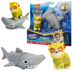 Psi Patrol Aqua Pups Zestaw Figurka Rubble + Ryba Rekin Młot Hammerhead