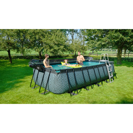 Basen ogrodowy 540x250x122 cm z akcesoriami (pompa piaskowa, drabinka, zadaszenie) - brązowy