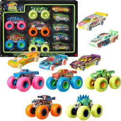 Hot Wheels Monster Trucks zestaw 10 świecących w ciemności pojazdów 1:64