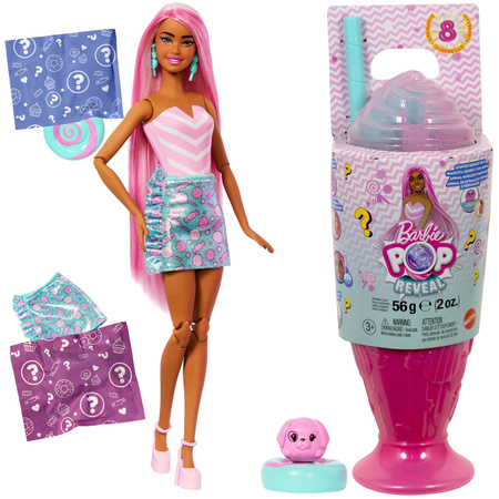 Lalka Barbie Pop Reveal zestaw z 8 niespodziankami różowy deser
