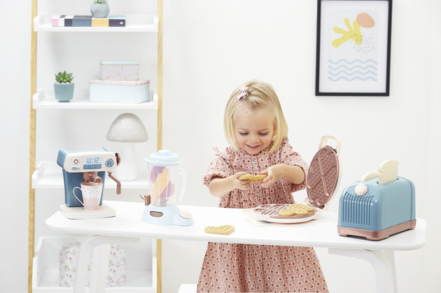 Zestaw do kuchni dla dzieci toster ekspres gofrownica blender + akcesoria 15 elementów