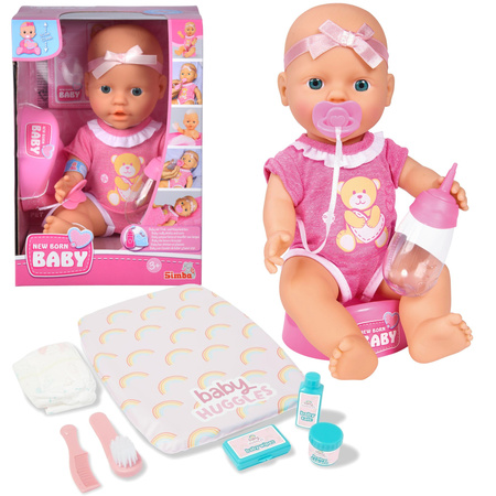 Lalka New Born Baby Słodziutki Bobas 30cm + Akcesoria Nocnik Smoczek Butelka Zestaw Do Opieki Mata Do Przewijania Pieluszki 