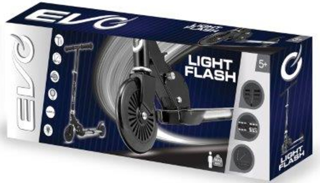 EVO Składana Regulowana Dwukołowa Hulajnoga dla Dzieci Light Flash Czarny Świecący Podest