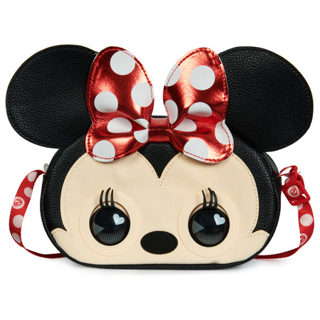Purse Pets Disney Myszka Minnie Interaktywna Czarna Torebka z ruchomymi oczami + Opaska do włosów Uszy Myszki Minnie z kokardką