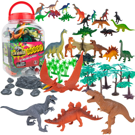 Zestaw Eichhorn Drewniana farma 23 elementy+Zestaw Figurek Dinozaurów w pojemniku 55 elementów