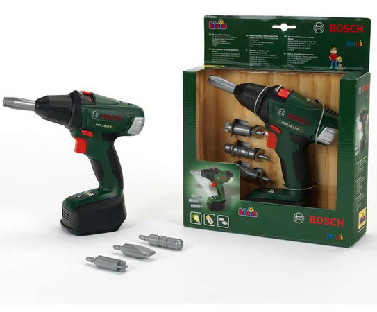 Duży zestaw małego Majsterkowicza Wiertarko-wkrętarka Bosch II dla dzieci ze światłem Klein