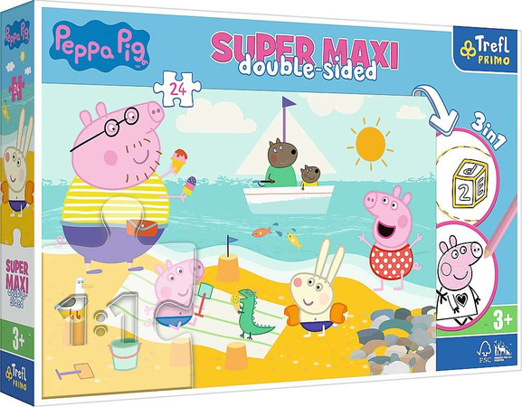 OUTLET Dwustronne Puzzle 24 elementy Super Maxi Radosny Dzień Peppy 3w1 USZKODZONE OPAKOWANIE