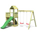 Plac zabaw drewniany ogrodowy duży Floppi domek, zjeżdżalnia, 2x huśtawka, ścianka, lina