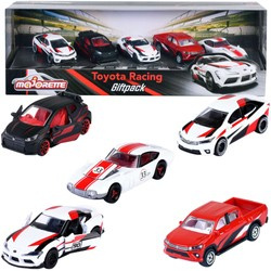 OUTLET Zestaw 5 metalowych pojazdów wyścigówki sportowe resoraki Toyota Racing Supra Corolla GT na prezent USZKODZONE OPAKOWANIE
