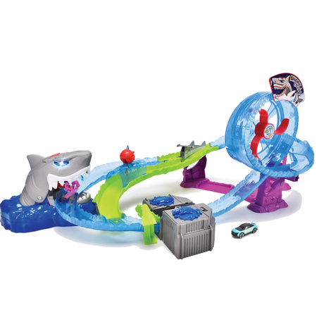 Dickie Żarłacz Biały Tor Samochodowy zestaw z autkiem światło dźwięk