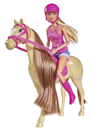 Duży zestaw Lalka Steffi z koniem poruszającym głową Jazda konna + akcesoria