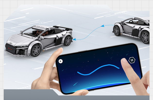 Klocki konstrukcyjne CaDA wyścigówka Samochód wyścigowy zdalnie sterowany Audi R8 Coupe Auto sportowe 536 elementów RC