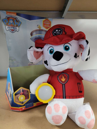 OUTLET Psi Patrol Marshall maskotka mówiąca z latarką lampka nocna 29cm WADLIWA