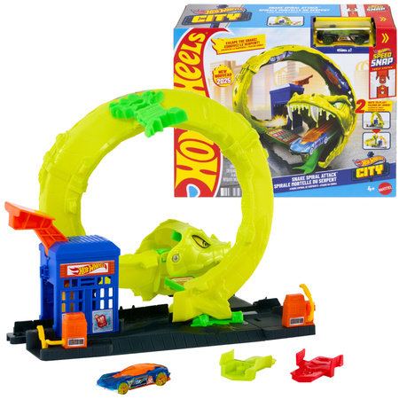 Hot Wheels Speed Snap Zestaw Tor Samochodowy Wężowa Pętla Snake Spiral Attack + Pojazd