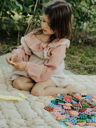 Klocki konstrukcyjne Mini Waffle zestaw w pastelowych kolorach 300 elementów Marioinex