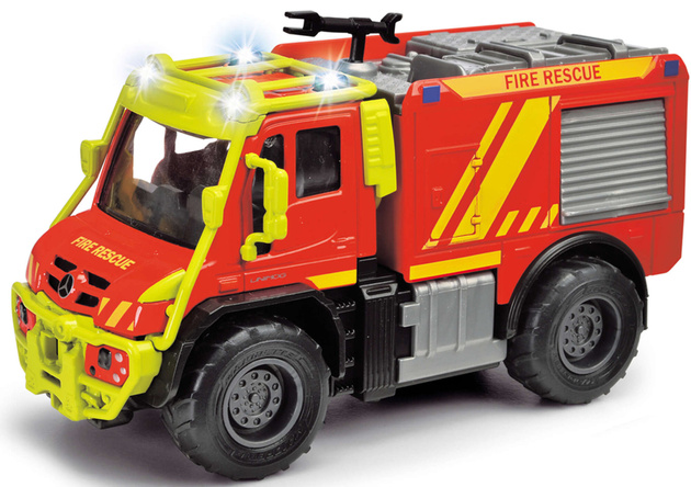 Majorette pojazd ratunkowy metalowa Straż pożarna Unimog Dźwięk Światło 13 cm
