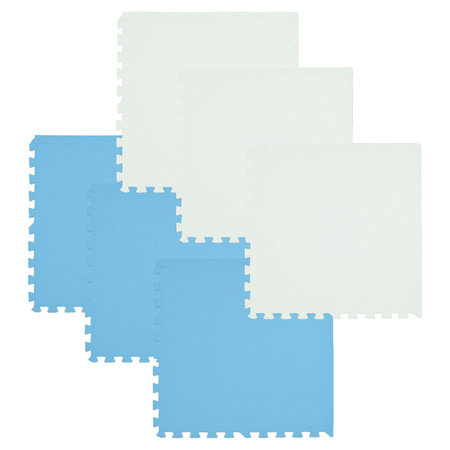 Mata piankowa podłogowa Humbi 180x120 Duże puzzle piankowe wodoodporne bezpieczne 6 szt. niebieski biały