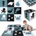 Duża mata podłogowa edukacyjna 180x180 Grube puzzle piankowe XXL 9 szt. Humbi Zwierzęta morskie wodne Ocean
