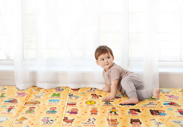 Humbi Gruba Mata Edukacyjna 2w1 z pianki XPE 180x120cm Onomatopeje polski alfabet odgłosy zwierząt nauka dźwięków